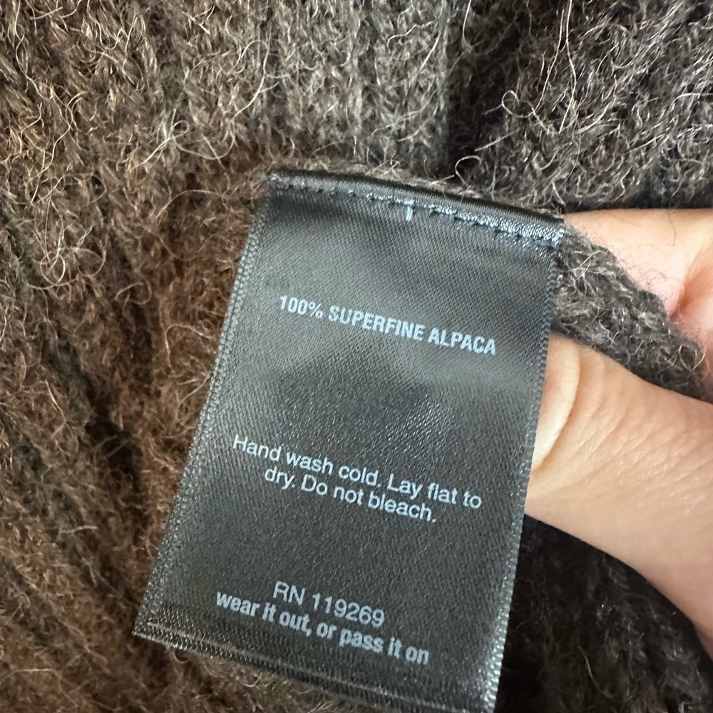 NAU NAZCA Women's Cardigan Superfine Alpaca Knit Brown Sweater L - Picture 9 of 9